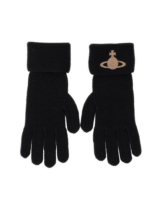 Vivienne Westwood Black "orb" Gloves Unisex