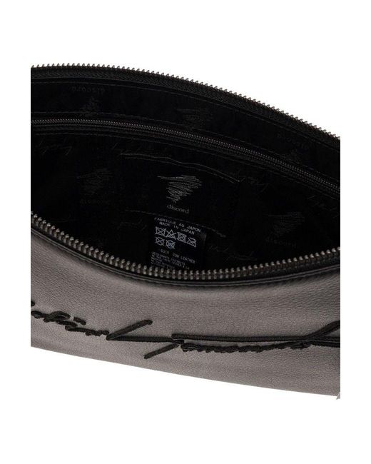 Discord Yohji Yamamoto Black Logo Embroidered Zipped Shoulder Bag for men