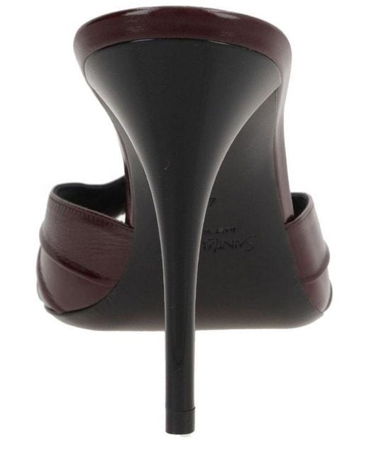 Saint Laurent Red Babylone Cassandre 90 Leather Mules