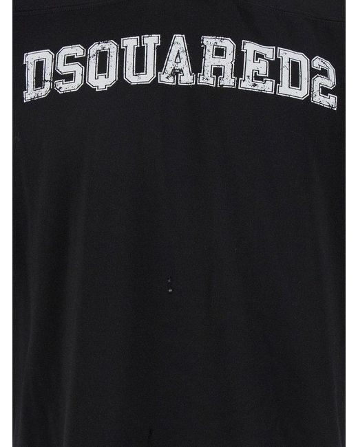 DSquared² Black Football' T-Shirt With Shoulder Pads for men