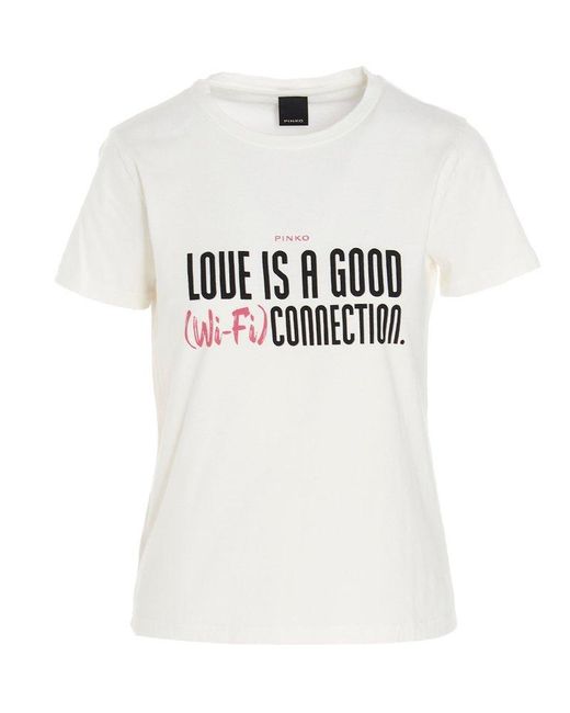 Pinko White Lettering Print T-shirt