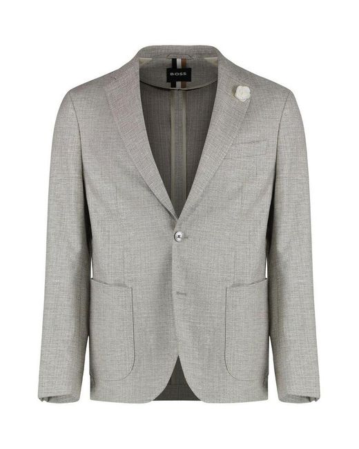 Boss Gray Micro-Patterned Slim Fit Blazer for men