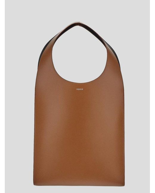 Coperni Brown Swipe Logo Embossed Large Tote Bag