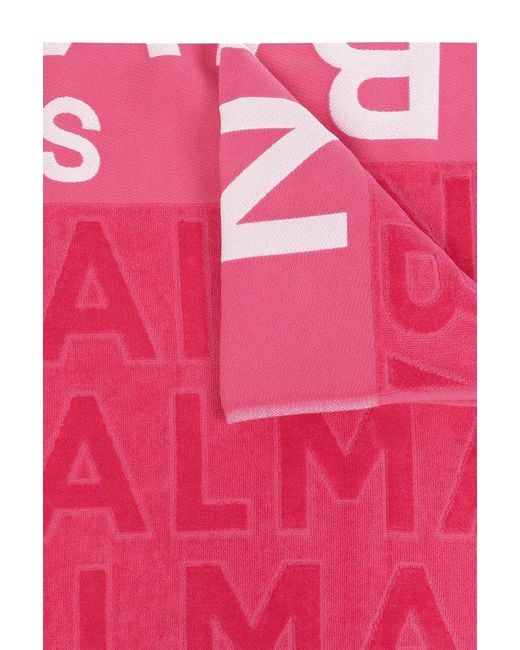 Balmain Pink Logo Printed Beach Towel for men