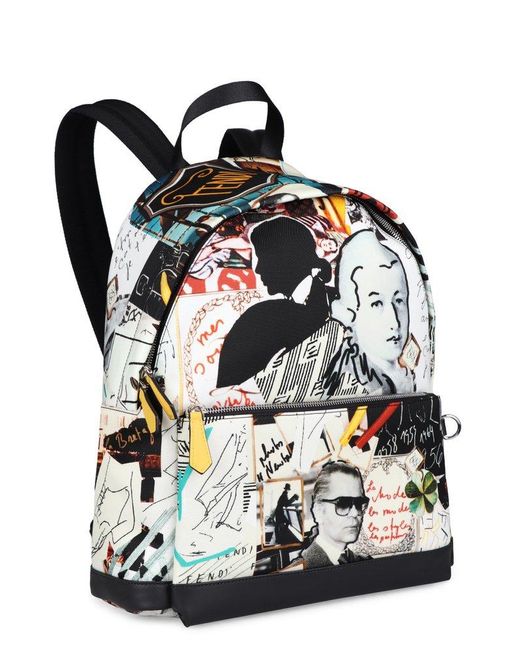Fendi Synthetic Printed Nylon Backpack 