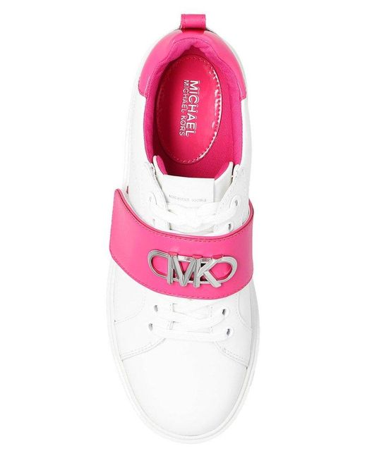 MICHAEL Michael Kors White Emmett Leather Sneaker With Two-tone Logo
