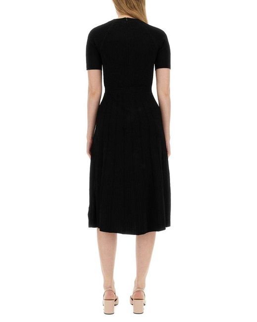 Michael Kors Black Stretch Knit Longuette Dress