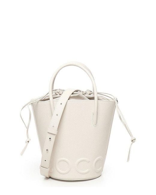 Coccinelle White Myrtha Maxi Logo Medium Bucket Bag