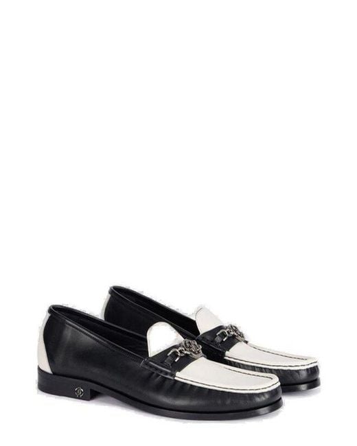 Roberto Cavalli Black Mirror Snake Monogram Two-Toned Loafers for men