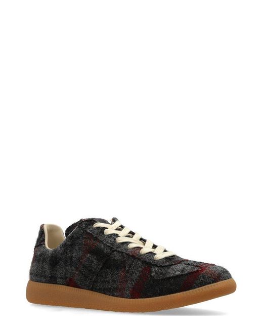 Maison Margiela Black Replica Check-Pattern Low-Top Sneakers