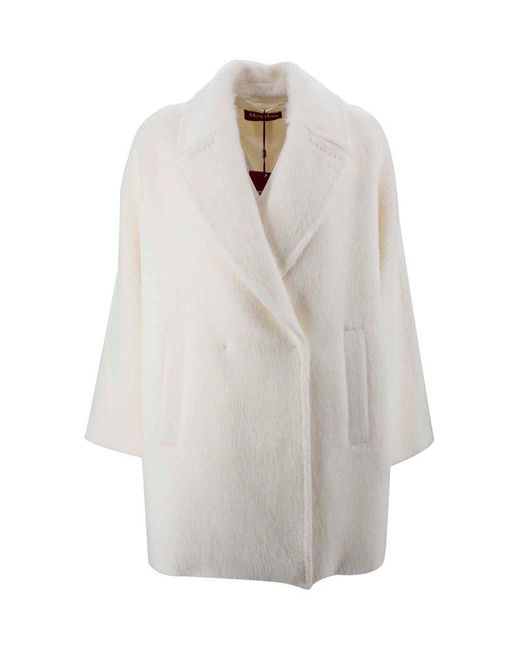 Max Mara Studio White Alpaca And Wool Blend Coat