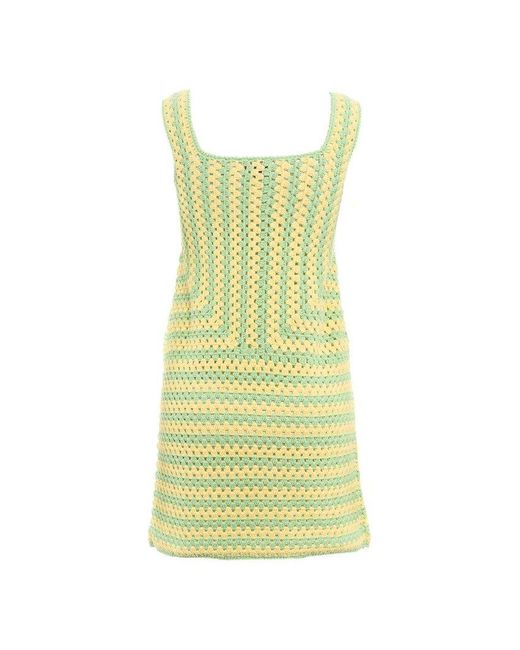 Staud Yellow Psychedelic Crochet-knit Mini Dress