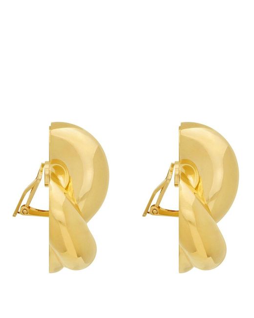 Saint Laurent Yellow Hook Detailed Knot Earrings