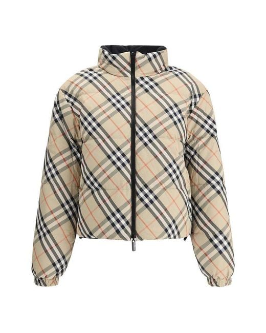 Burberry Multicolor Checked Zip-Up Reversible Down Jacket
