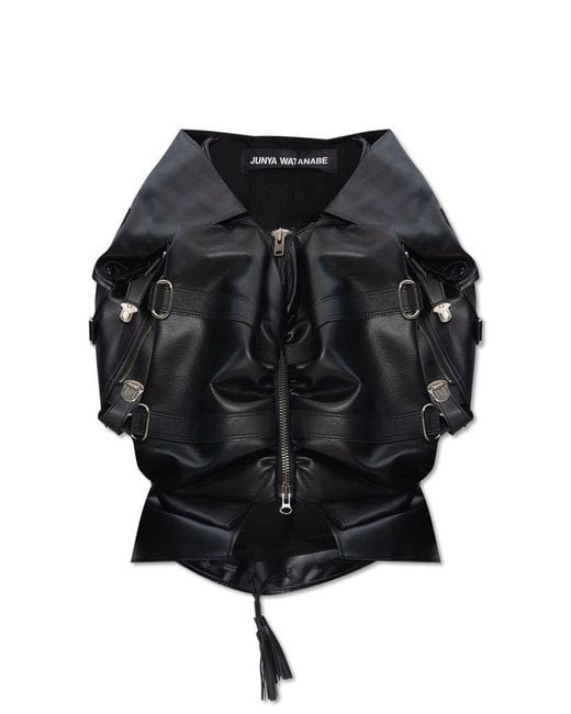 Junya Watanabe Black Synthetic Leather Jacket