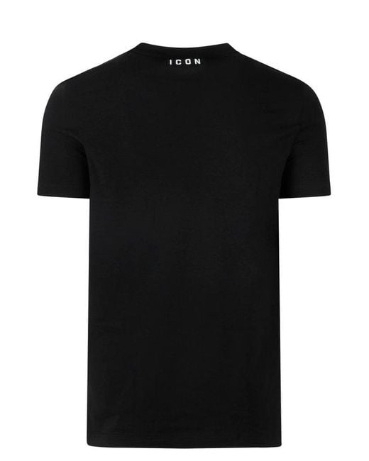 DSquared² Black Logo-patch Crewneck T-shirt for men