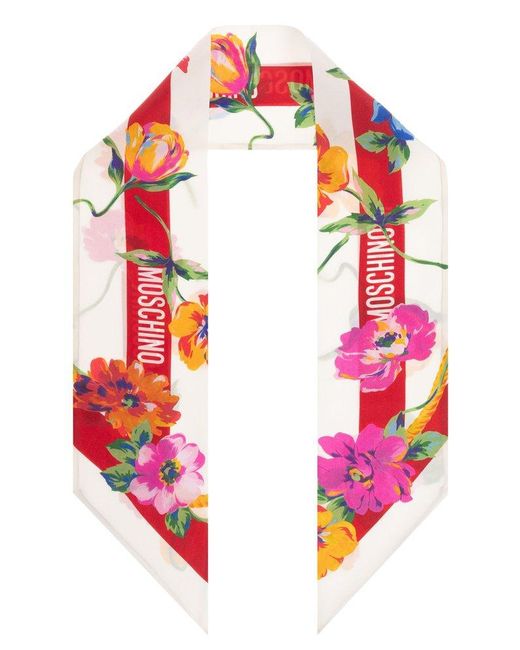 Moschino Pink Printed Scarf,