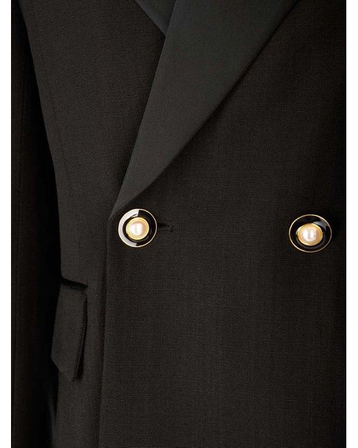 Casablancabrand Black Double-breasted Tuxedo Blazer for men