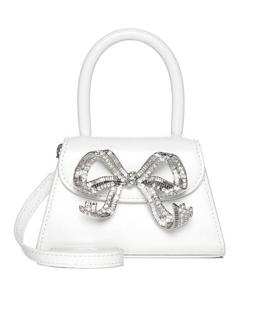 Self-Portrait White Bow Embellished Micro Tote Bag
