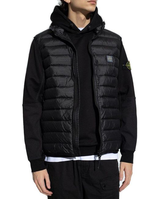Stone Island Black Quilted Vest With High Neck for men