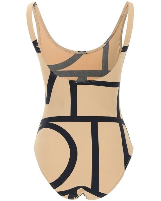 Totême  Natural One Piece Monogram Swimsuit
