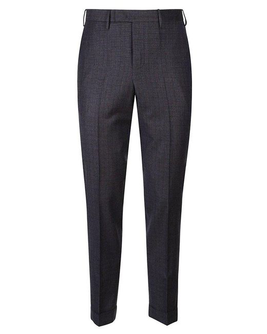 PT Torino Blue Checked Tailored Trousers for men