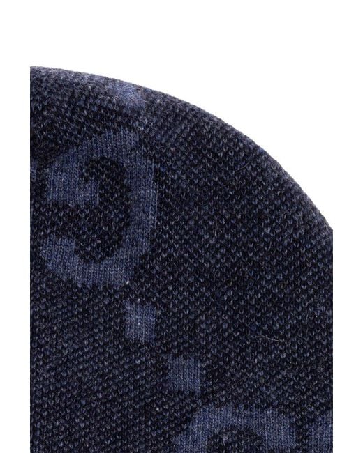 Gucci Blue GG Cashmere Jacquard Hat for men