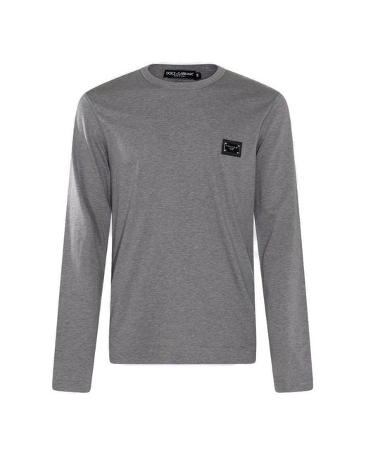 Dolce & Gabbana Gray Grey Cotton T-shirt for men