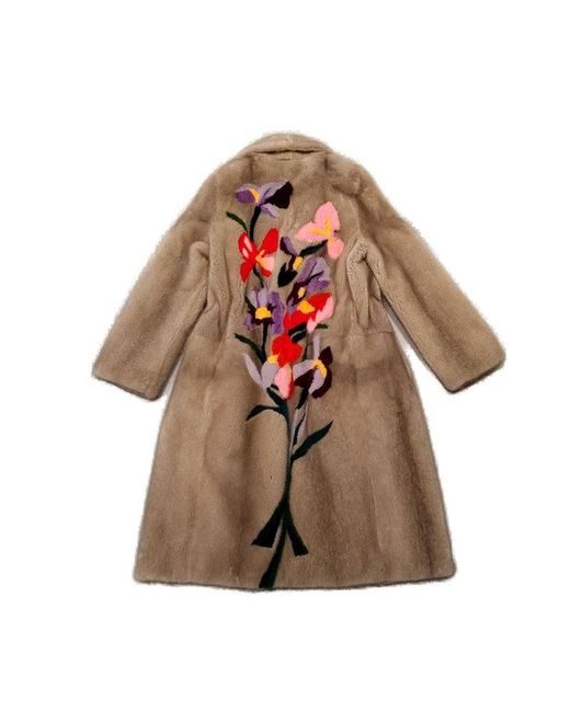 FRAME Long Shearling Coat in Brown | Lyst