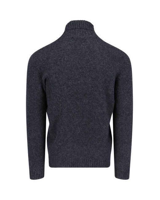 Drumohr Blue Ribbed Turtleneck Sweater for men