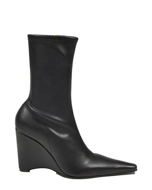 JW Anderson Leather Wedge Zipped Boots in Black | Lyst