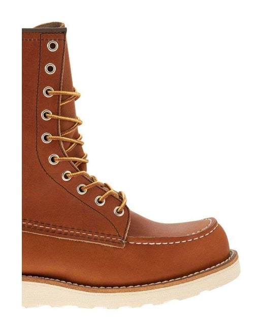 Red Wing Brown Round Toe Lace-up Boot for men
