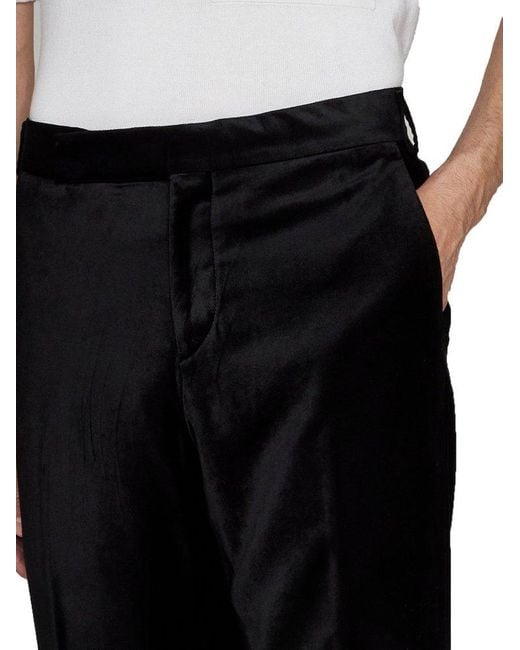 Lardini Black Velvet Mid-Rise Straight Leg Pants for men
