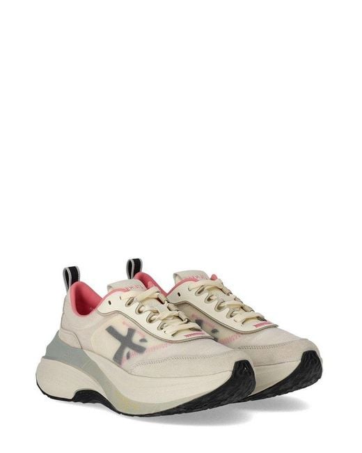Premiata White Hill Lace-Up Sneakers