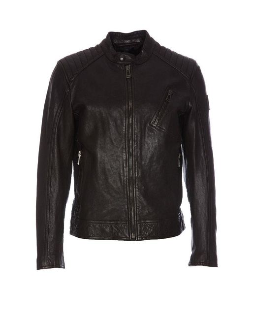 Belstaff Black V Racer Zipped Leather Jacket for men