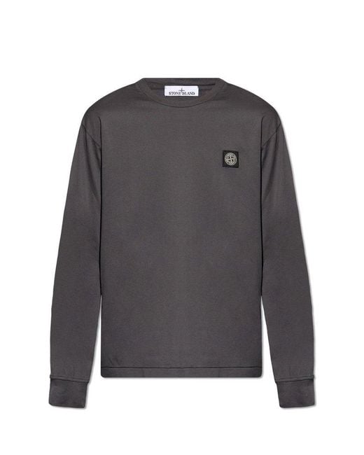 Stone Island Gray T-Shirt With Long Sleeves for men