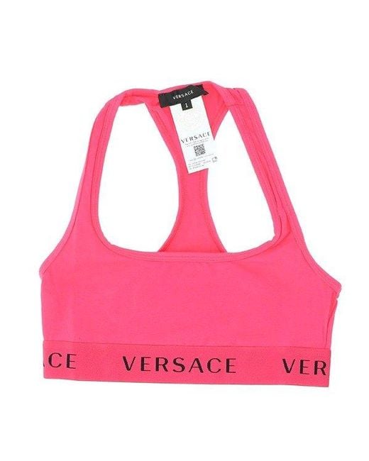 Versace Pink Logo Band Sports Bra
