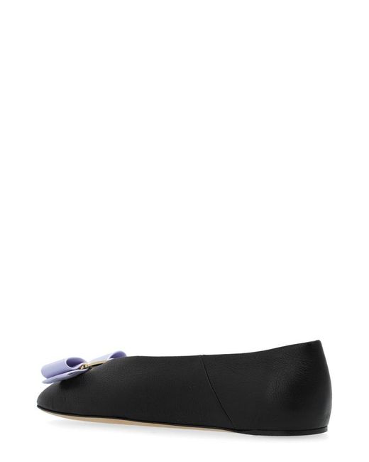 Ferragamo Black Vanna Bow Detailed Ballet Flats