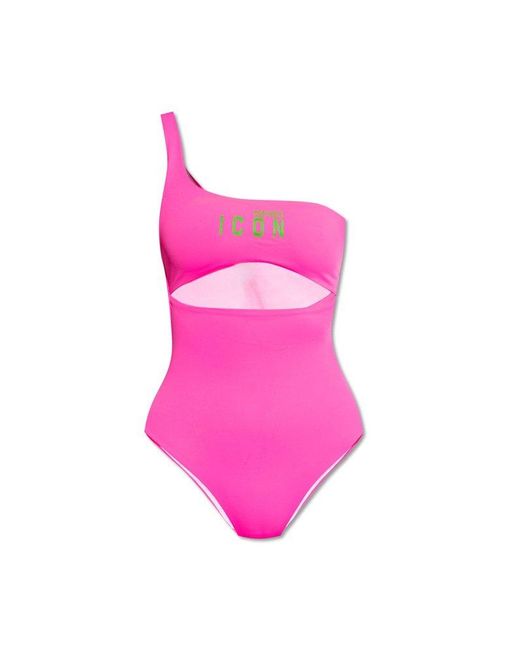 DSquared² Pink Be Icon Cut-out Swimsuit
