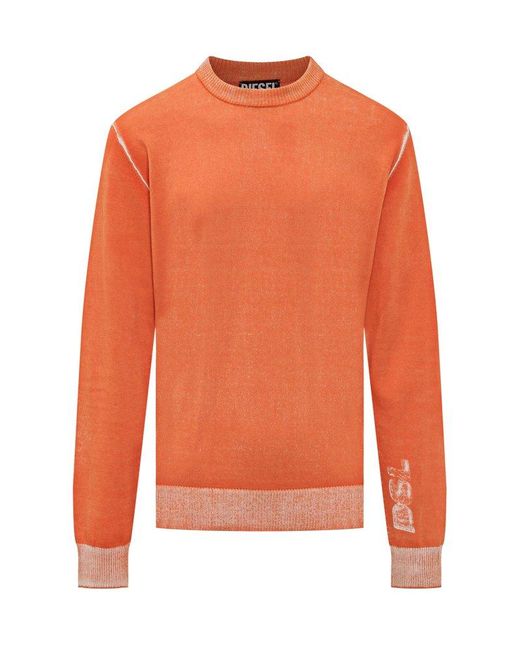 DIESEL K-larence Faded Knitted Jumper in Orange for Men | Lyst