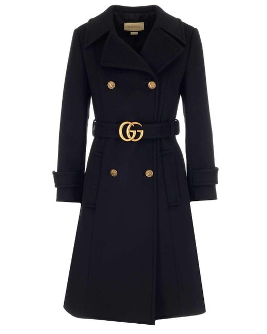 Gucci Black Double G Belted Coat