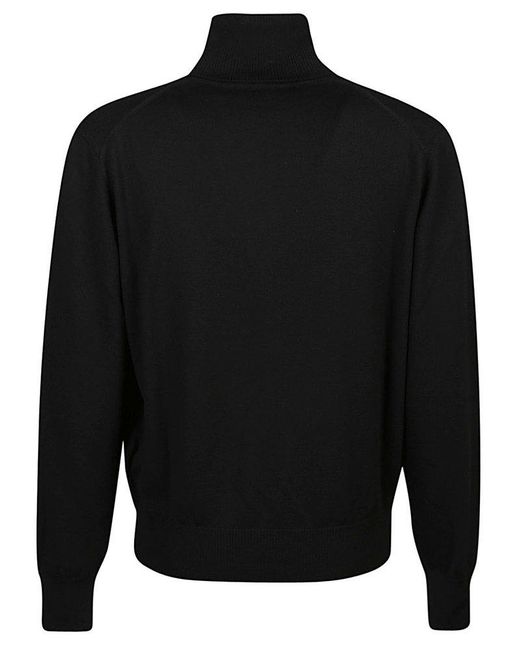 Ami Paris Paris Logo Embroidered Knitted Jumper in Black for Men | Lyst