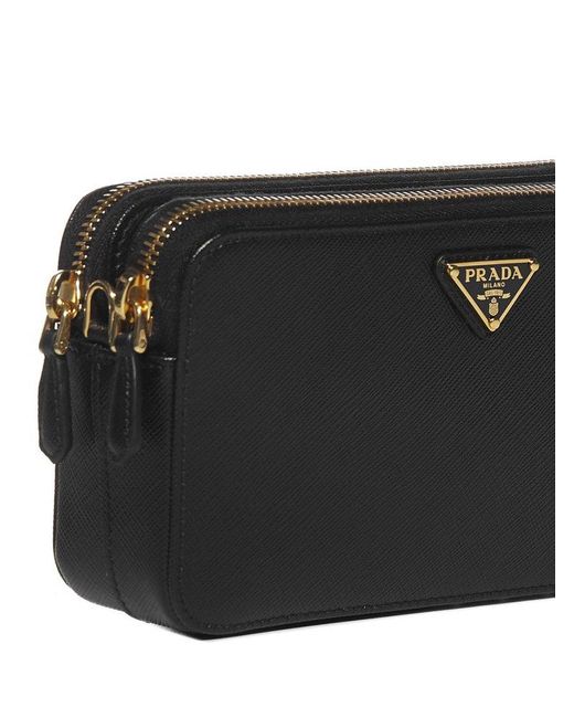 Prada Double Zip Mini Camera Bag in Black