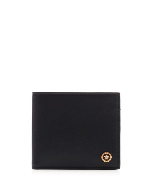 Versace Leather Medusa Logo Plaque Bifold Wallet in Black for Men - Lyst
