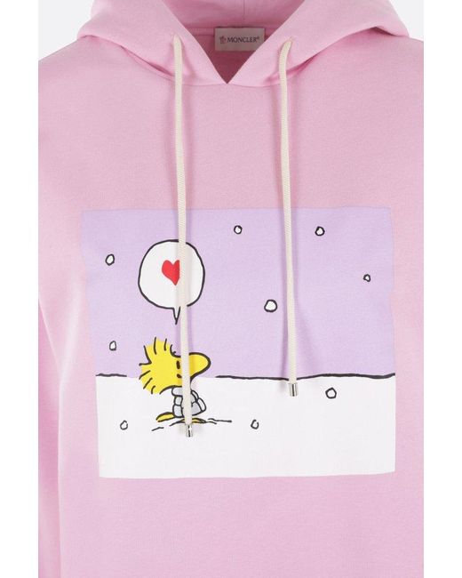 Moncler Pink Peanuts Printed Drawstring Hoodie