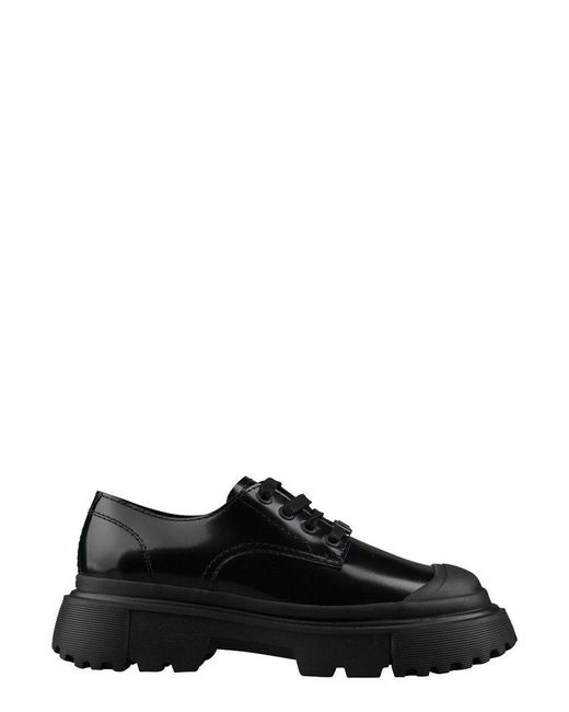 Hogan Leather H619 Lace-up Shoes in Black | Lyst