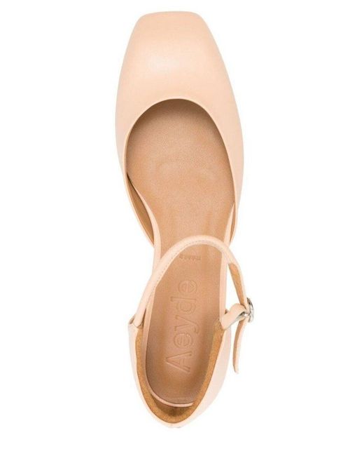 Aeyde Pink Ankle Strap Flats