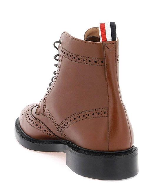 Thom Browne Brown Brogue Detailed Ankle Boots for men