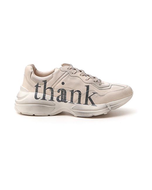 Gucci White 'think/thank' Print Rhyton Sneaker for men