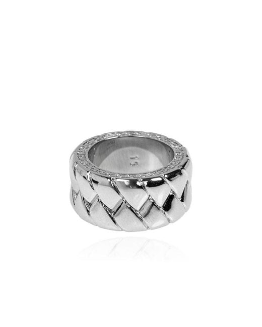 Versace Metallic Ring With Greek Pattern